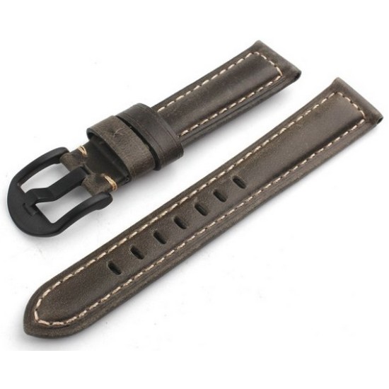 모든지 빈티지 가죽 손목시계 스트랩 (라이트블랙) (20mm)_이미지