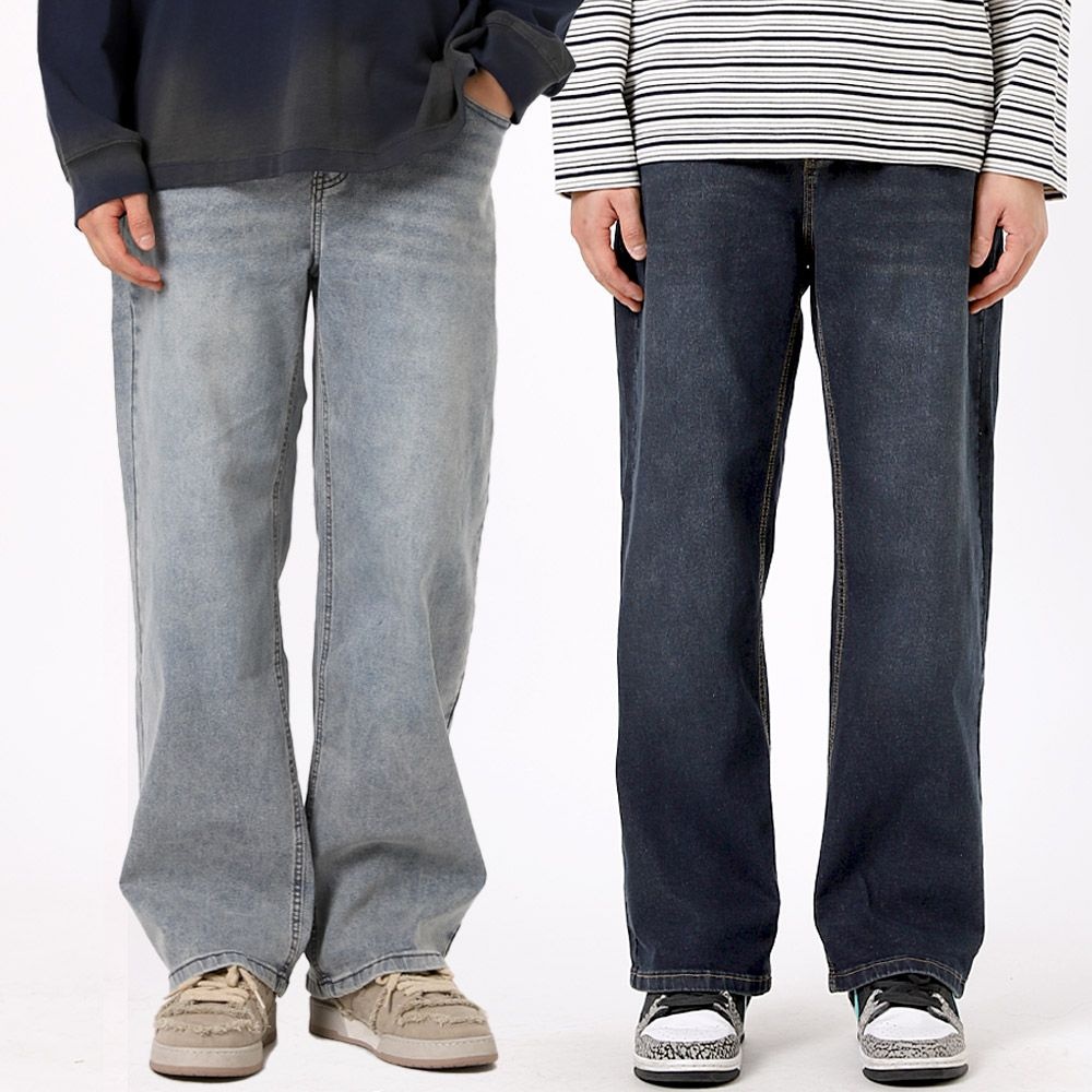 비브레이커스 남자 인생핏 세미와이드 스판 히든밴딩 데님 팬츠 빅사이즈 사계절 청바지 SA1024_이미지