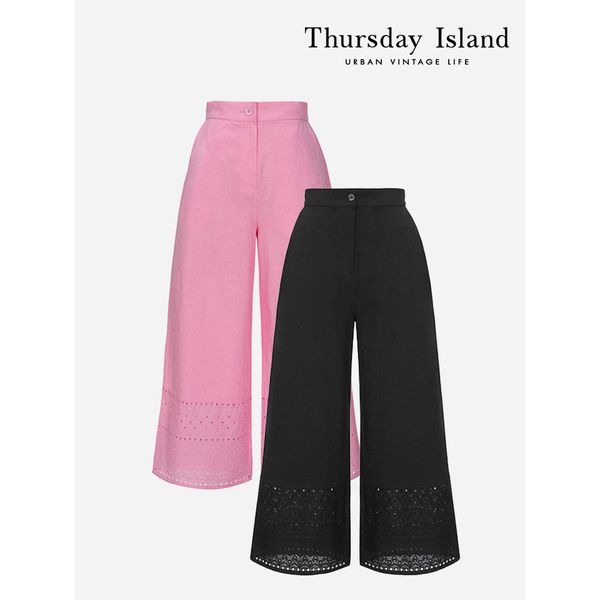 Thursday Island 펀칭 레이스 와이드 팬츠 T244MPT237W