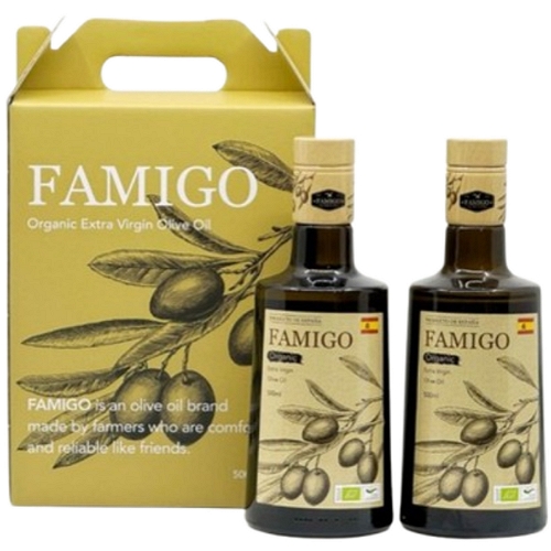 파미고 유기농 엑스트라버진 올리브오일 선물세트 500ml x 2개 (1개)_이미지