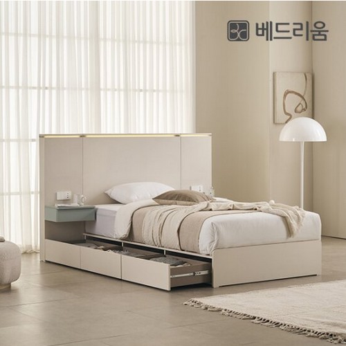 베드리움 호라이즌 LED 호텔형 서랍형 침대 SS+패널 2개 (매트별도)_이미지