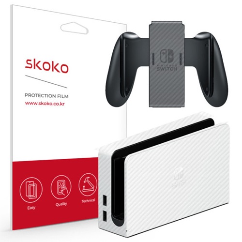 닌텐도 스위치 OLED 독 + 조이콘그립 카본 외부보호필름_이미지