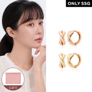 비앤비골드 14K/18K 볼륨 커브 X크로스 원터치 귀걸이 한쌍 LOE42128