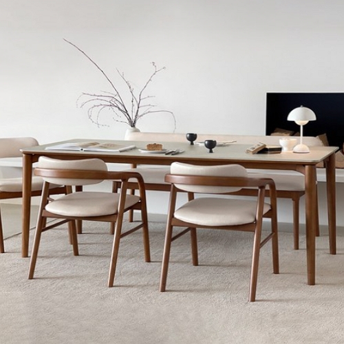 로포텐 프라하 양면 포세린 세라믹 원목 식탁 1800 (의자2개+벤치1개)_이미지