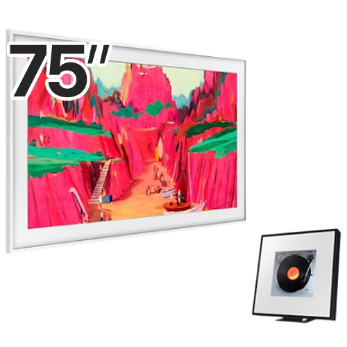 삼성전자 더 프레임 프로 KQ75LSF03WFXKR + 뮤직 프레임 HW-LS60D (플랫 화이트+스피커)_이미지