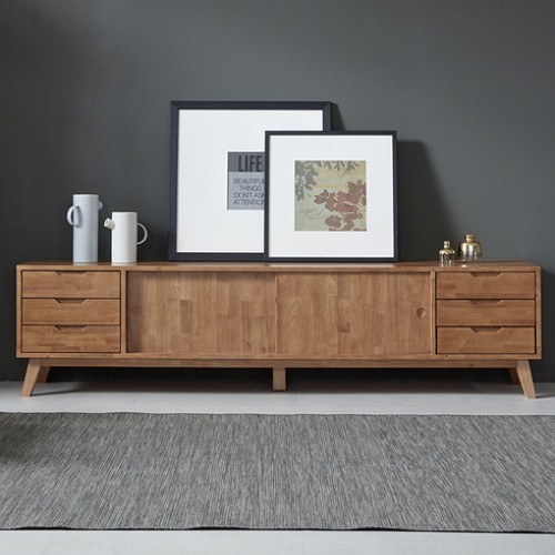 리버퍼니쳐 스카니아 서랍 고무나무 원목 거실장 2000_이미지