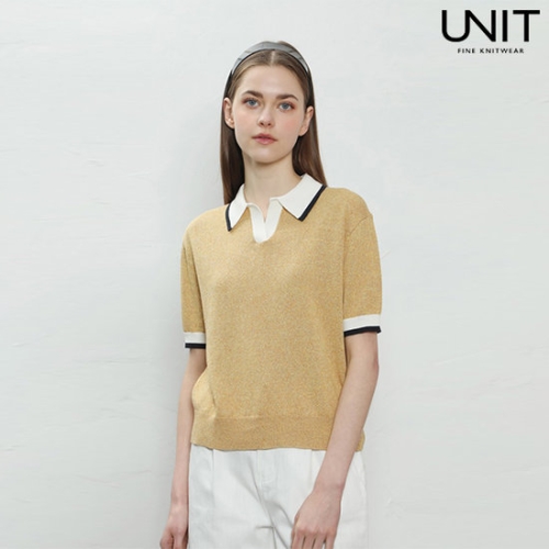 유닛 오픈카라배색니트UFJKPN229N_이미지