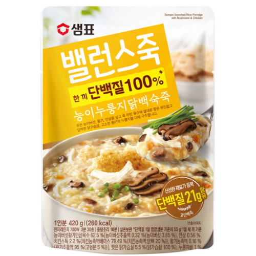 샘표식품 밸런스죽 능이누룽지 닭백숙죽 420g (5개)
