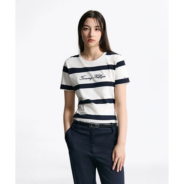 타미힐피거 ltgt Tommy Hilfiger 스크립트 스트라이프 티셔츠 T22F6TTO030WT10Y5 T22F6TTO030WT10.._이미지