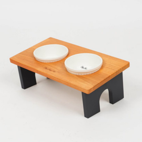 딩동펫 원목 프리미엄 식기 2구 (네이비)_이미지