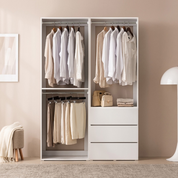 아씨방가구  도도 드레스룸 2단행거+서랍옷장 1200