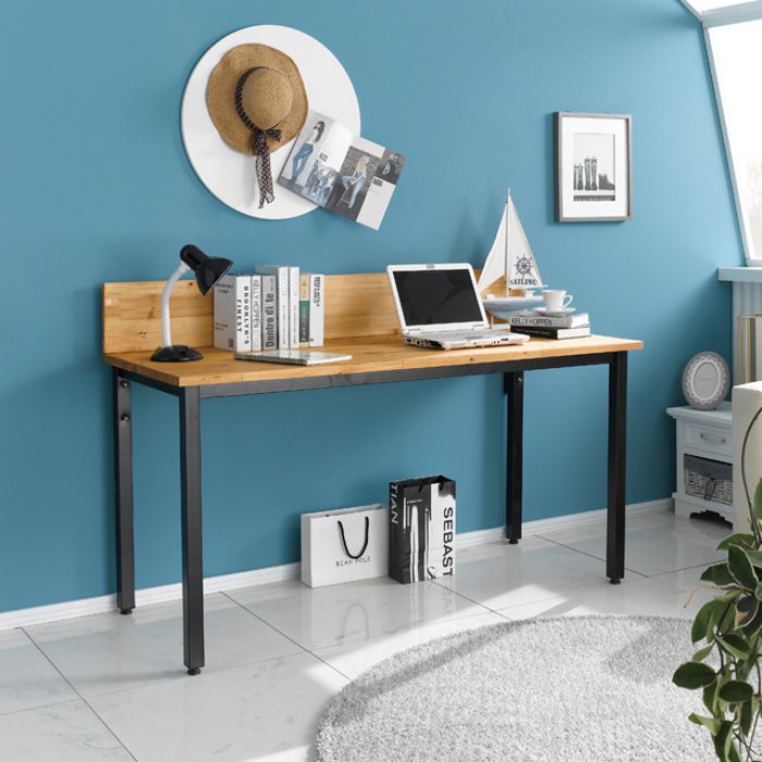 아름이와다움이 클레식 소나무원목 스틸책상 (1500x620)_이미지