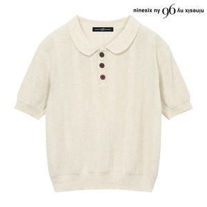 96NY 여성 린넨 버튼 반팔 니트 NP2KT002L0_이미지