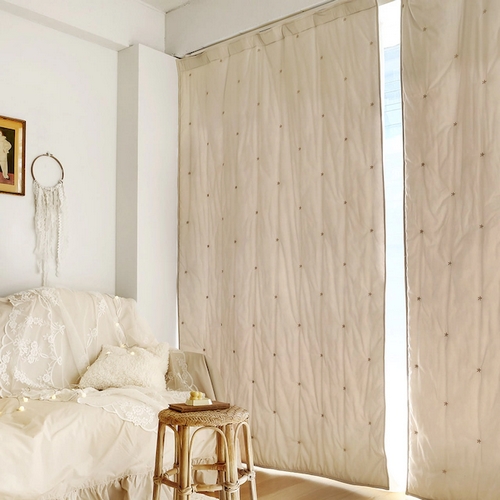 쁘리엘르 도브 자수 바람막이 방한커튼