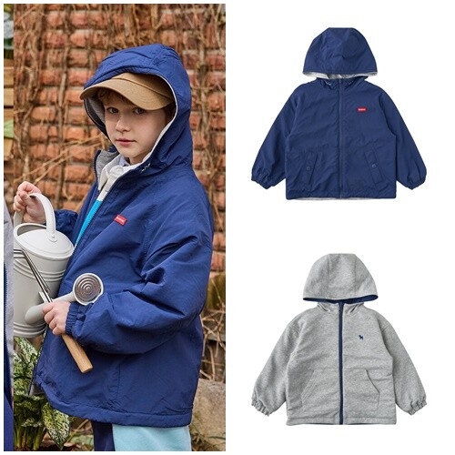 8-키즈 네이버 스포티리버시블점퍼 후드양면자켓 두 초등학생 2617511102