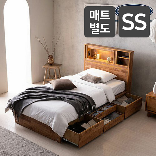  잉글랜더 브리즈번 4단 원목 수납 LED침대 SS [매트별도]