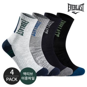 에버라스트 남성 쿠션 버텀 넥 컬러포인트 등산 중목양말 4P_MX_이미지