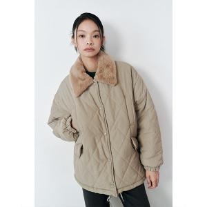 인조퍼카라 뽀글이안감 누빔 패딩 AQ4PDM80
