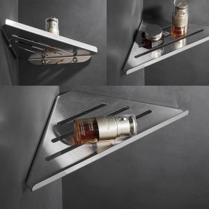 레아인 슬림핏 SUS304 무광 코너선반 니켈 욕실선반 무타공 설치가능_이미지