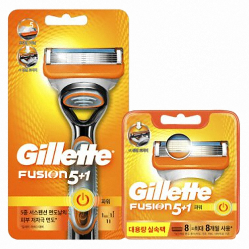 질레트 퓨전 파워 + 면도날 (면도기1개+날8개)