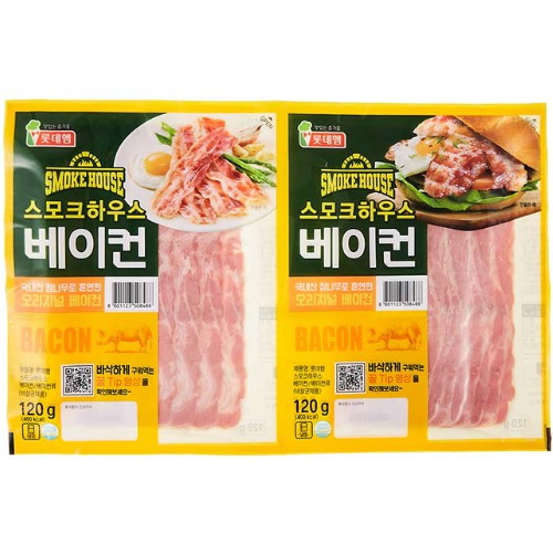 롯데웰푸드 롯데햄 스모크하우스 베이컨 120g (4개)
