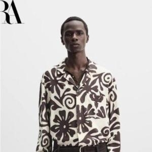 자라 에스닉 꽃무늬 긴팔 실크 남자 남방 프린팅 봄 가을 셔츠 5344315_이미지