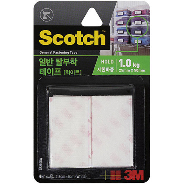 3M 스카치 탈부착 테이프 화이트 GF2505W 25 x 50mm_이미지