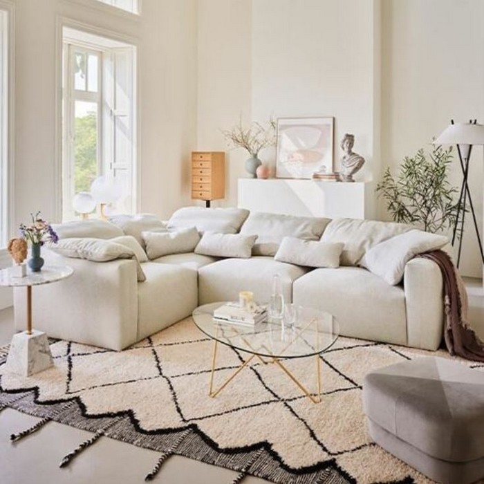  에싸 하바나 슬림 코너형 르브와 패브릭 소파 4인용