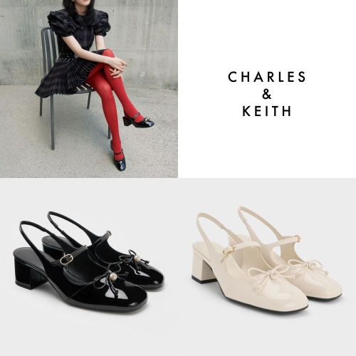 찰스앤키스 구두 페이턴트 보우 크리스탈 펄 슬링백 메리 제인 펌프스 CK1-60361558_이미지