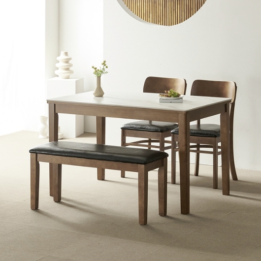 라로퍼니처 라니아 포세린 통세라믹 식탁 1200 (의자2개+벤치1개)