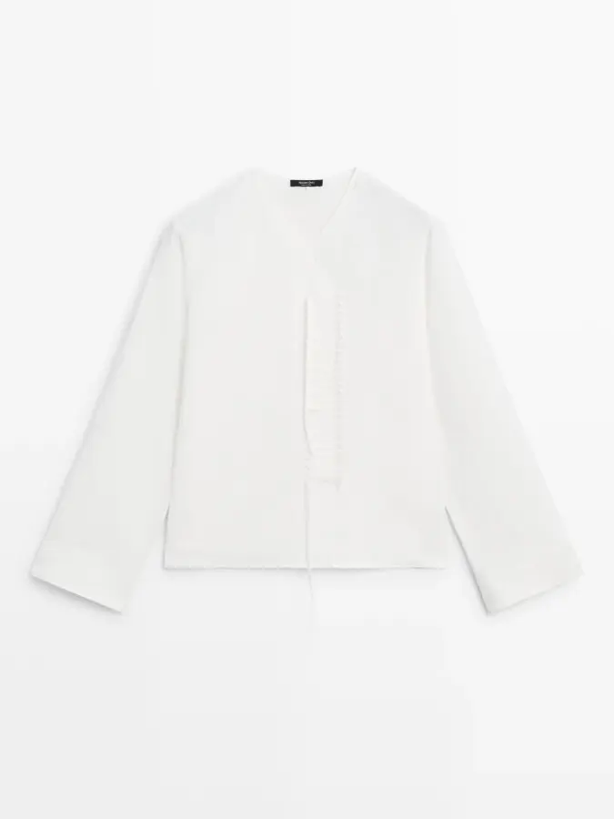 마시모두띠 가슴 부분에 패널 플레어 셔츠 Weiss 5192733
