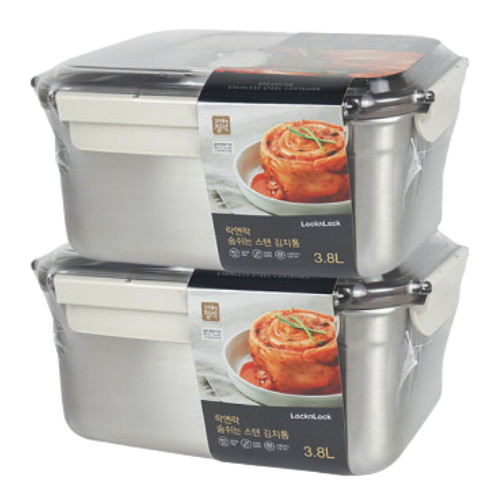 락앤락 숨쉬는 스텐 김치통 직사각 3.8L (2개)