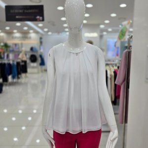 진주넥 쉬폰 민소매 블라우스 여름 봄 하객 CAFU3-WXK900 블랙 55