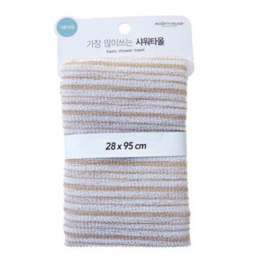 엠에이치앤코 ㅤ가장 많이 쓰는 샤워타올 스트라이프 베이지_이미지