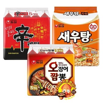 농심 신라면 120g 10개 + 오징어짬뽕 124g 5개 + <b>새우탕</b><b>면</b> 122g 4개