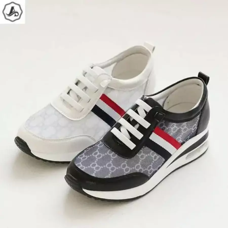 키높이 운동화 끈없는 밴딩 가죽 메쉬 단화 4cm 47961056
