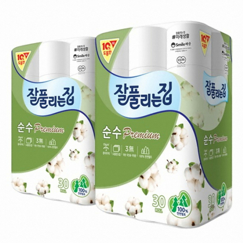 잘풀리는집 순수 프리미엄 30m (30롤) (2팩)_이미지
