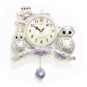 [불명] kspz367 저소음 턱시도 부엉이 시계  은  -키다리