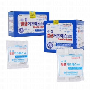 수성 멸균 거즈에스 3호 의료용 탈지면 약국 5cm 5cm 1박스 20개입_이미지