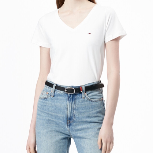타미진스 슬림 브이넥 숏슬리브 티셔츠 T32D1TTO05TWT2_이미지
