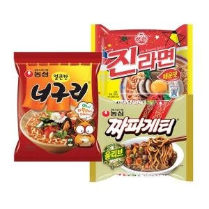 얼큰한너구리10개 + 진라면매운맛10개 + 짜파게티10개