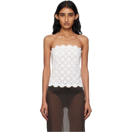 세인트 아그니 화이트 도일리 탑 252193F111000