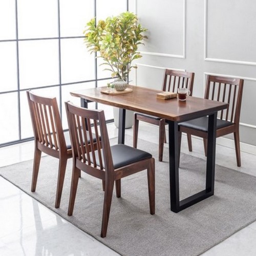 파로마 로즈우드 장미목 우드슬랩 식탁 1350 (의자4개)