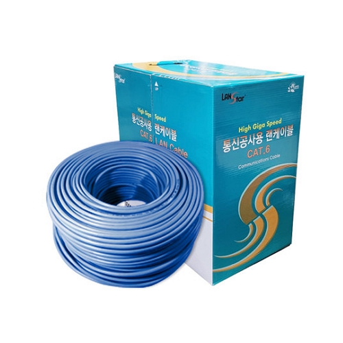 라인업시스템 LANSTAR LS-6UTP-300M CAT.6 UTP 제작용 BOX 케이블 (BN 블루, 300m)_이미지