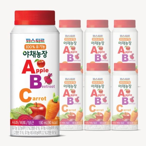 파스퇴르 100%유기농 야채농장 ABC주스190ml (6개)_이미지