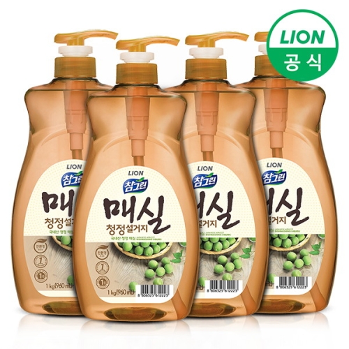 라이온코리아 참그린 매실 청정설거지 1kg (960ml) (4개)