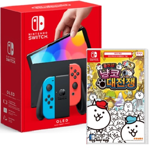 Nintendo 닌텐도 스위치 OLED 2인용 게임 패키지 (둘이서! 냥코 대전쟁)