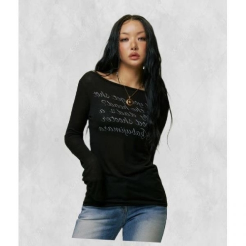 아카이브 길라 LETTERING SHEER LONG SLEEVE_BK 250378 FE4762804-E2B