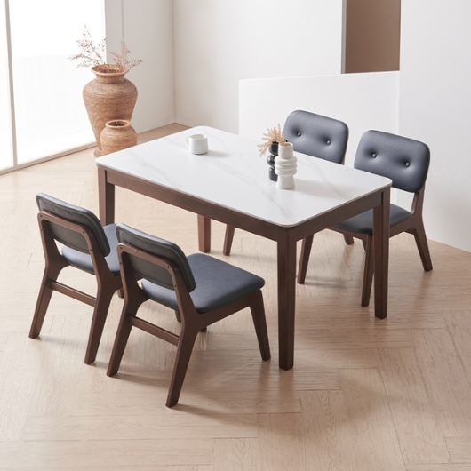 라로퍼니처 노엘 포세린 통세라믹 낮은 식탁 1250 (의자4개)_이미지