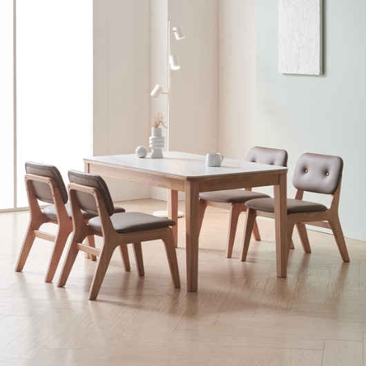 라로퍼니처 노엘 포세린 통세라믹 낮은 식탁 1250 (의자4개)_이미지